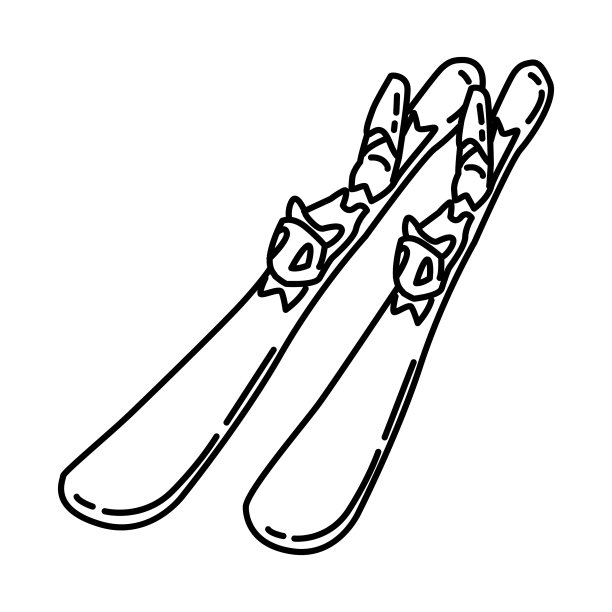 滑雪板为女性图标涂鸦手绘或图片下载