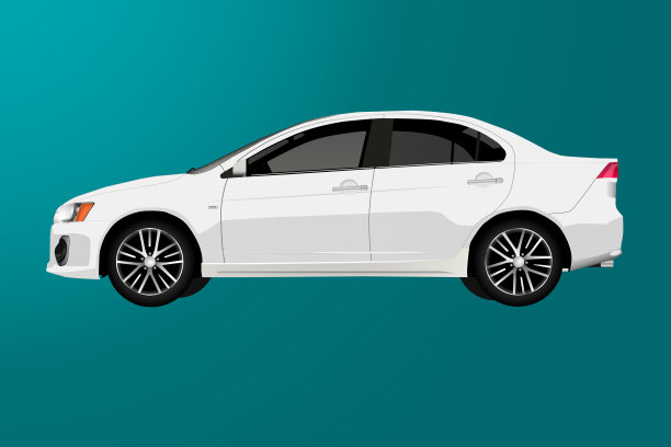 豪华白色汽车侧视图平面设计图片下载