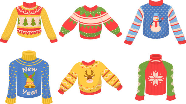 可爱的冬日暖毛衣套装圣诞图片下载