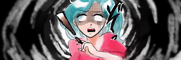 恐怖插图与一个美丽的70年代的手jo漫画蓝色头发的女孩害怕和尖叫。图片下载