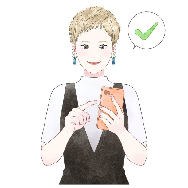 一个女人操作智能手机的插图。水彩。图片下载