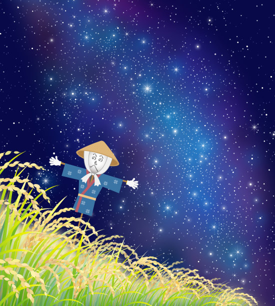 银河下的稻田图片下载