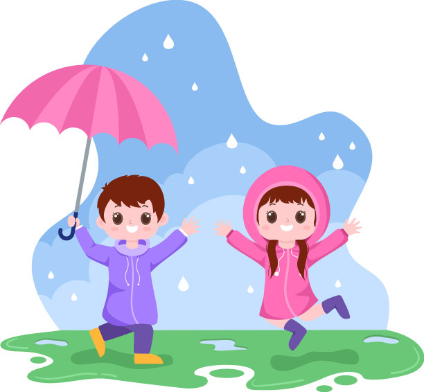 可爱的孩子穿着雨衣橡胶靴图片下载