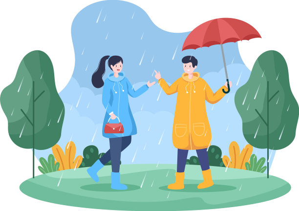 人们穿着雨衣，背着胶靴图片下载
