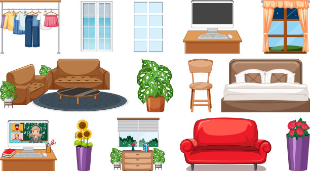 一套室内家具和装饰品图片下载