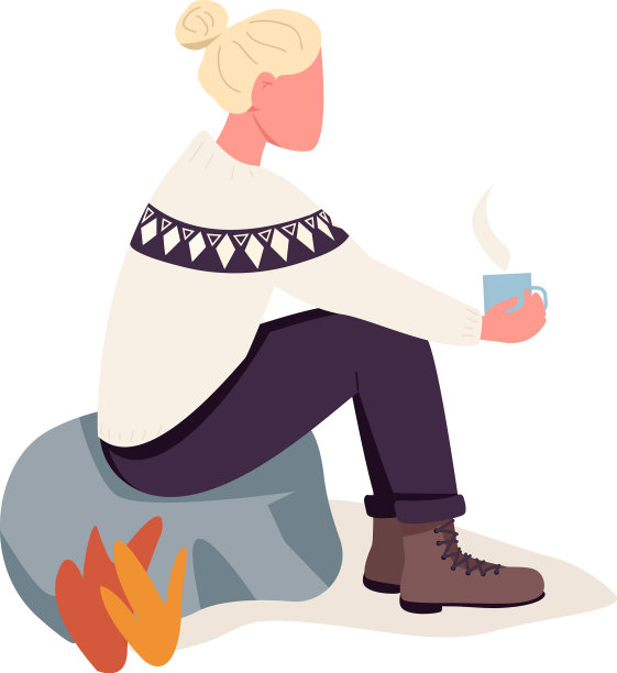 女人放松用茶户外半平色图片下载