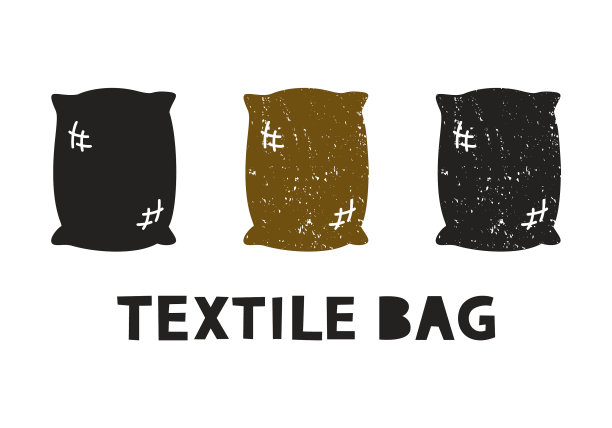 纺织袋剪影图标设置与字母图片下载