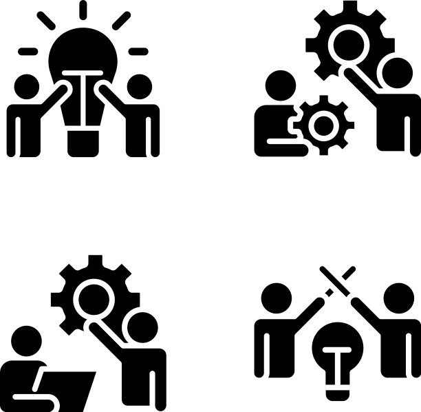 成功的团队合作黑色字形图标设置图片下载