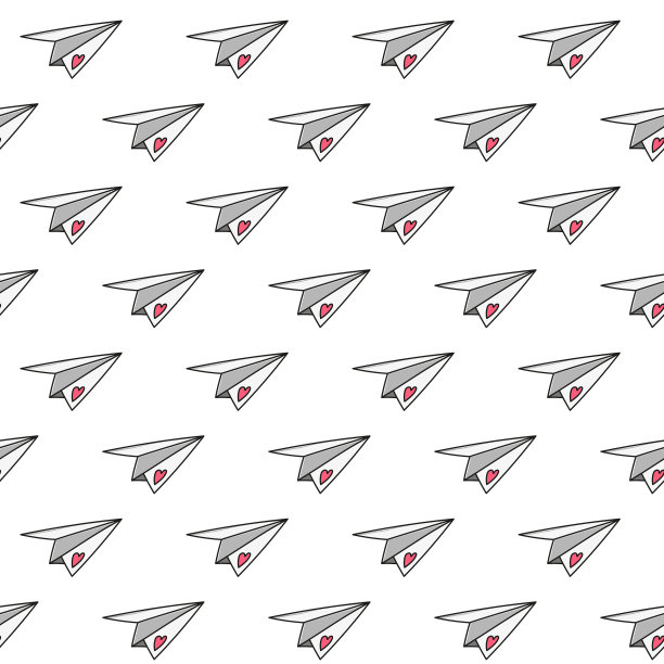 无缝图案的情人节纸飞机图片下载