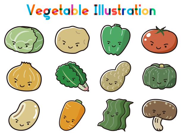 可爱和简单的蔬菜插图设置图片下载