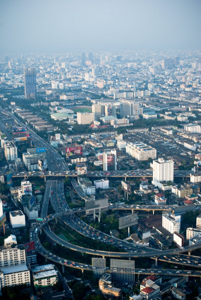 曼谷商业区的天际线鸟瞰图。图片下载