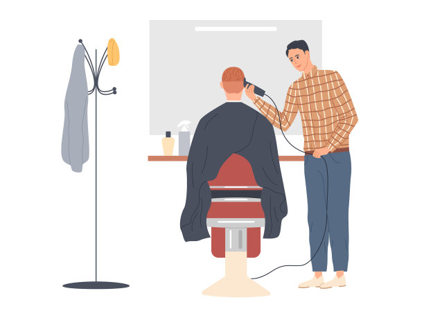 美发师正在为男客户剪发图片下载