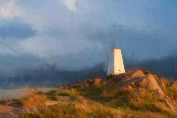 山顶区国家公园日落时分蟑螂的三角点的数码绘画。图片下载