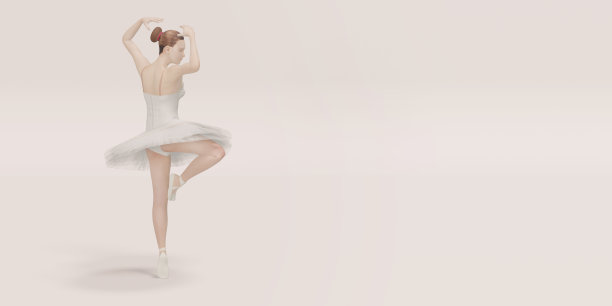 芭蕾舞女模特跳舞粉彩场景3D插图图片下载