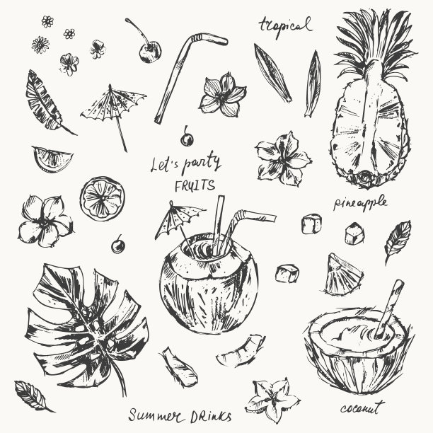 手绘矢量饮料插图图片下载