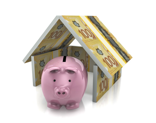 有加拿大元保险的存钱罐图片下载