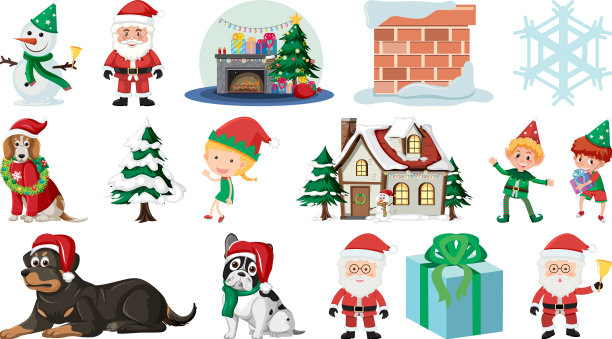 孤立的圣诞物品和元素集合图片下载