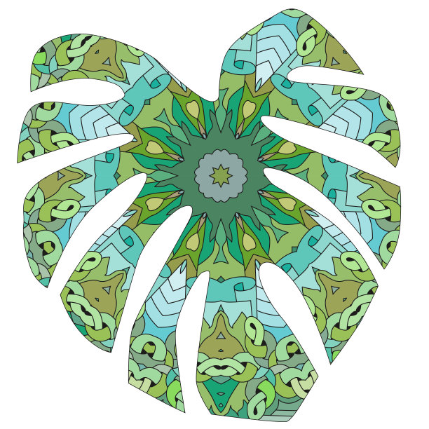 蓬莱蕉叶子。矢量风格化的复古涂鸦图片下载