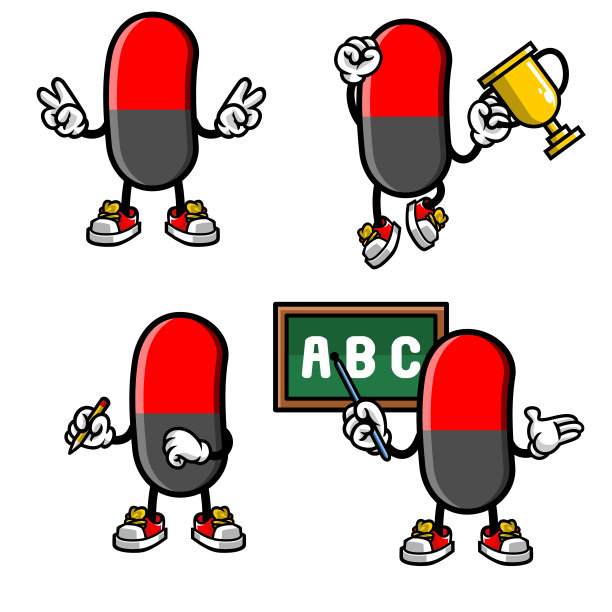 4束可爱的胶囊人物矢量插图图片下载