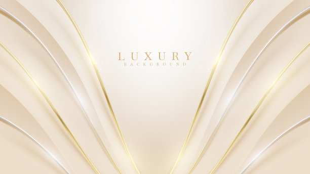 奢华的背景搭配金色的曲线线条元素和闪闪发光的灯光效果装饰。图片下载