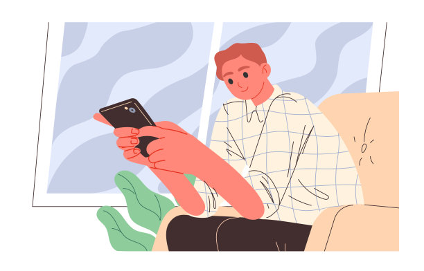 家里有智能手机的男人。图片下载