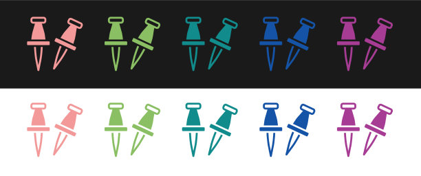 设置推针图标隔离在黑色和白色图片下载