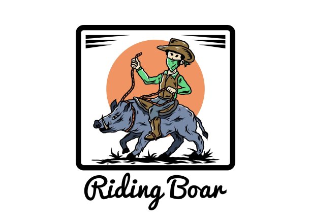 骑着野猪插图的人图片下载