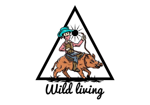 骑着野猪插图的人图片下载