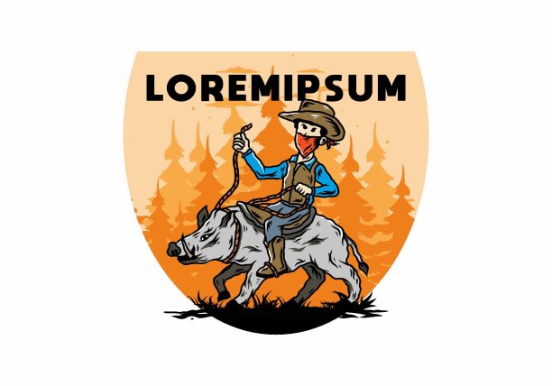 骑着野猪插图的人图片下载