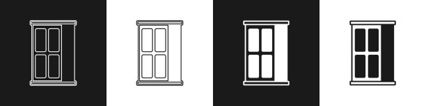设置衣柜图标孤立在黑色和白色图片下载