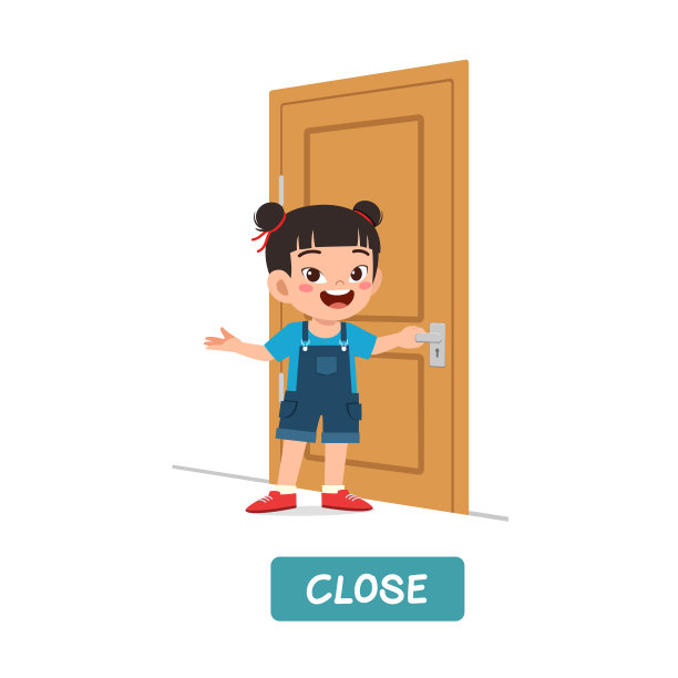 小孩站着，握着门把手图片下载