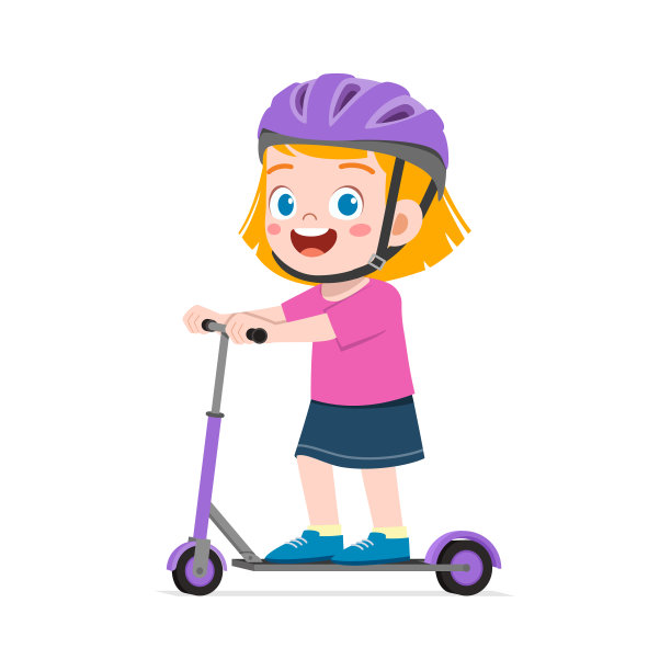 小孩子骑摩托车，戴头盔图片下载