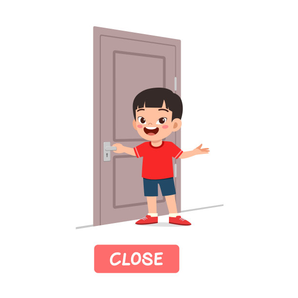 小孩站着，握着门把手图片下载
