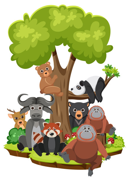 卡通风格的野生动物图片下载