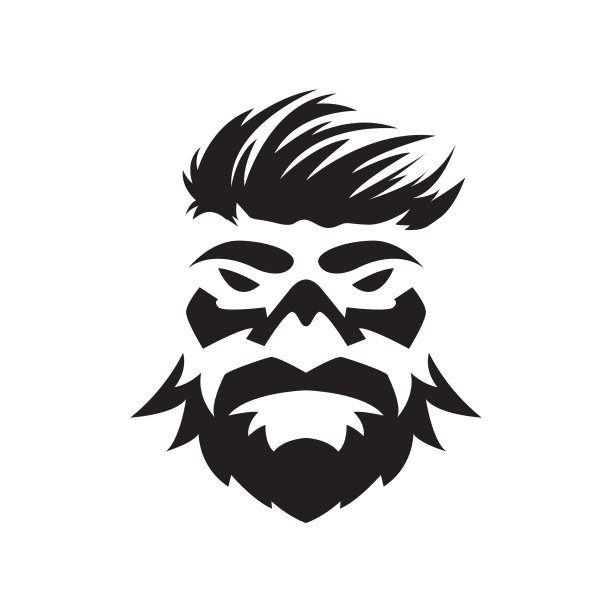 有胡子和发型的老人标志设计图片下载