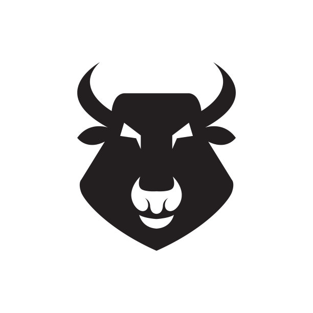 黑色肥头水牛标志设计图形符号图片下载