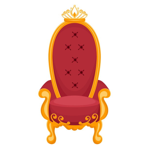 的宝座。皇家扶手椅孤立。金座椅用于装饰名片、贵宾卡模板。矢量平面插图图片下载