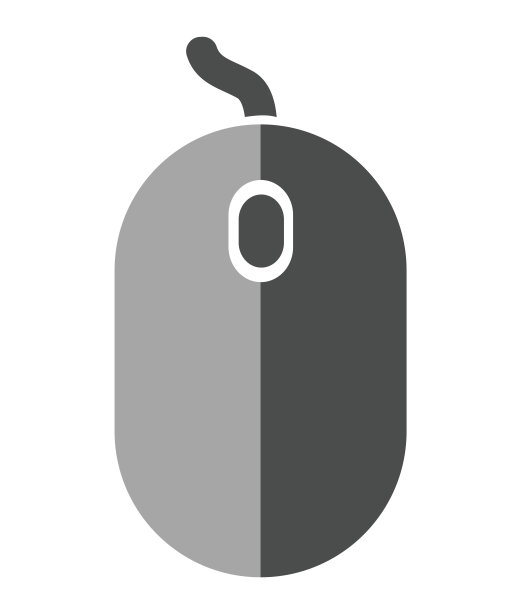 一个灰色的电脑鼠标的插图，这是一个手持的指向设备。向量,卡通,绘画。图片下载