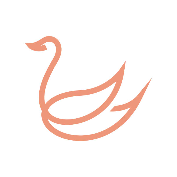 连续线鹅或天鹅标志设计图形图片下载