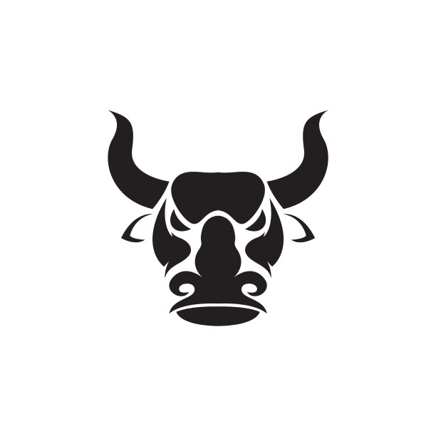 黑色惊吓头牛或水牛标志设计图片下载