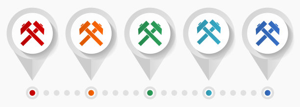 挖掘概念矢量图标，可编辑的信息图表模板，一套丰富多彩的平面设计指针图片下载