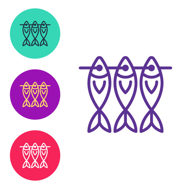 定线鱼干图标孤立于白色图片下载