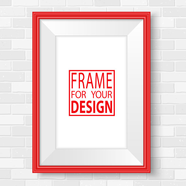 画框白色砖墙模拟矢量红色图片下载