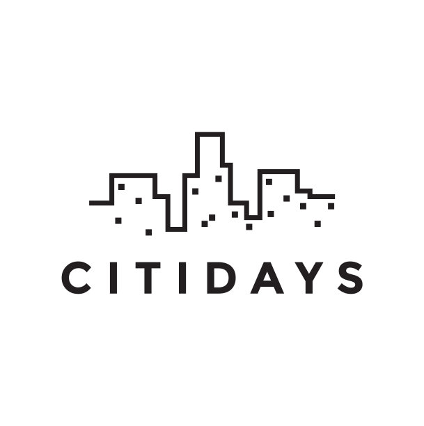 连续线城市建筑标志设计图形图片下载