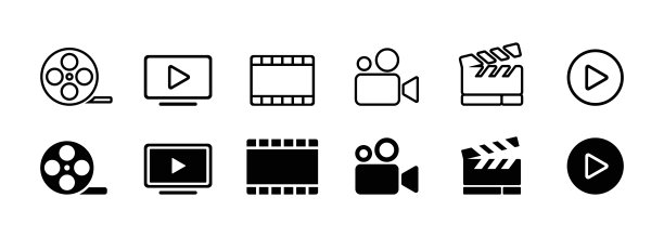 拍摄组图标。电影拍摄，电影播放器，1到10，放映机，相机，秒，老电影，视频，幻灯片。电影的概念。矢量线图标的业务和广告图片下载