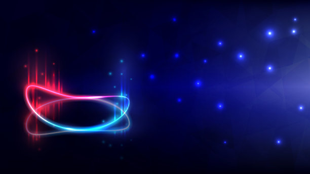 讲台和舞台的发光效果。霓虹灯圈光线与阴影在地面上。产品展示展示和网页模板。抽象的红色和蓝色元素图片下载