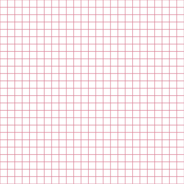 方格纸。抽象的方形背景与粉红色的图形。几何图案的学校，墙纸，纹理，笔记本。在透明背景上隔离的内衬空白。图片下载