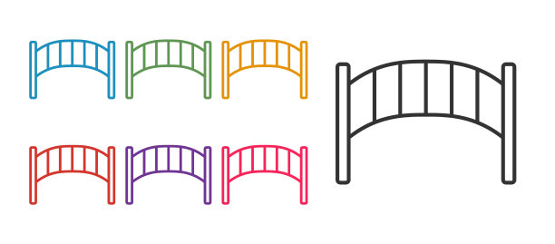 设置线操场儿童桥图标孤立上图片下载