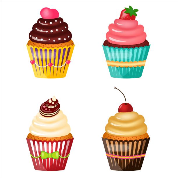 复古复古纸杯蛋糕套装图片下载