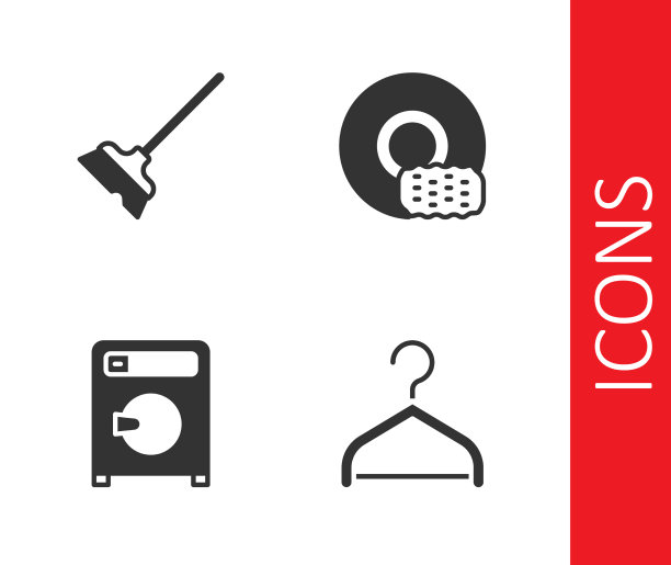 设置衣架衣柜拖把洗衣机和洗涤图片下载